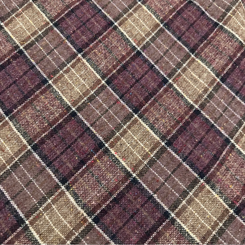 Vintage 60s/70s Purple Tan Plaid Tweed A-Line Midi Skirt Women's Size S/M Retro - Picture 7 of 16